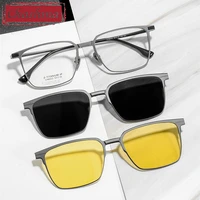 polarized clips frame eyeglasses men prescription glasses titanium optical crystal for myopia lenses night driving glass