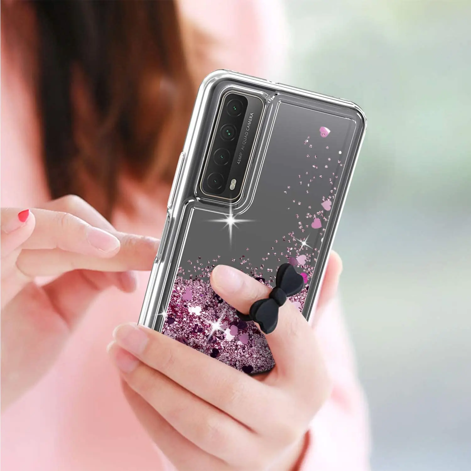 Чехол для Huawei P Smart 2021 Y7a силикон прозрачный с блестками