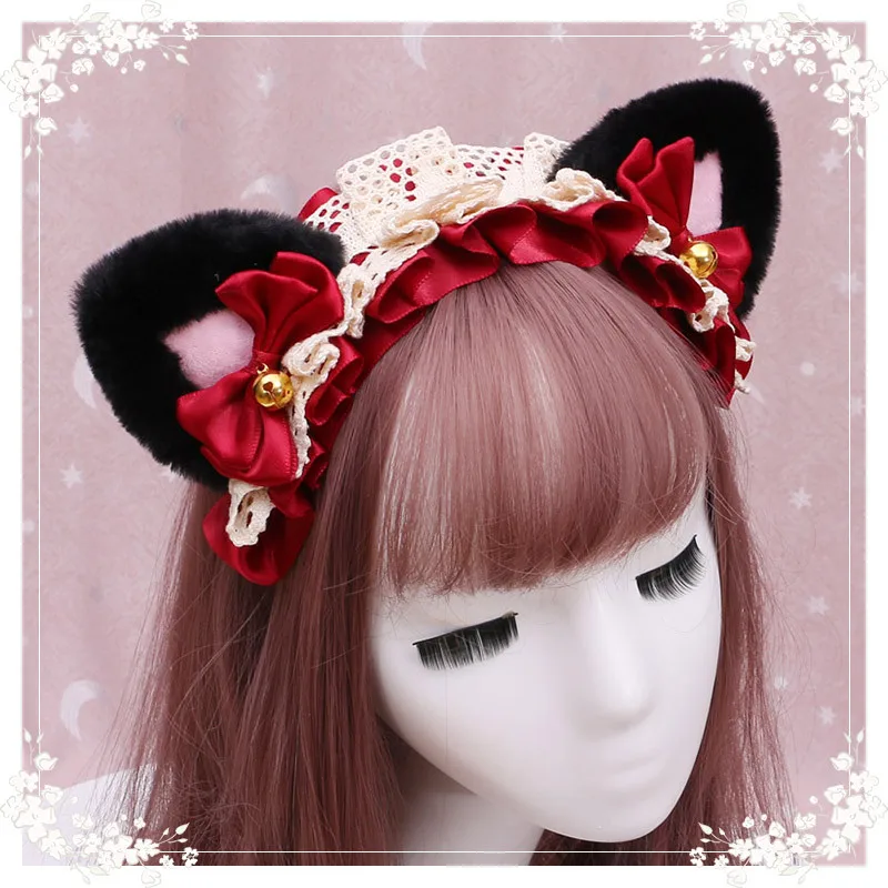 

Lolita Anime Cartoon Cat Fox Ears Hairband Headwear Furry Cosplay Head Band Hair Accessories for Women Girls Kid Party Headband