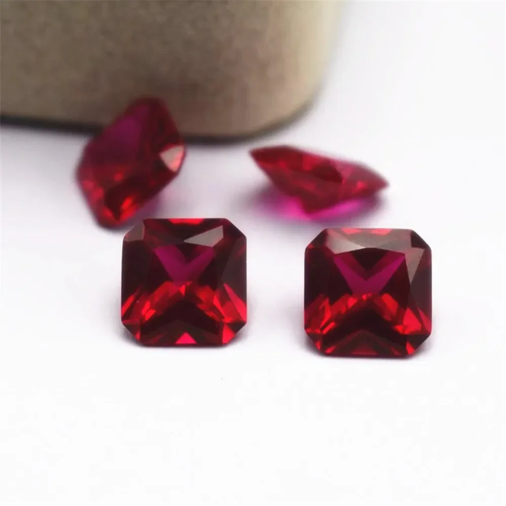 Кроваво-красный Рубин Твердость Мооса 9 квадратный граненый драгоценный камень