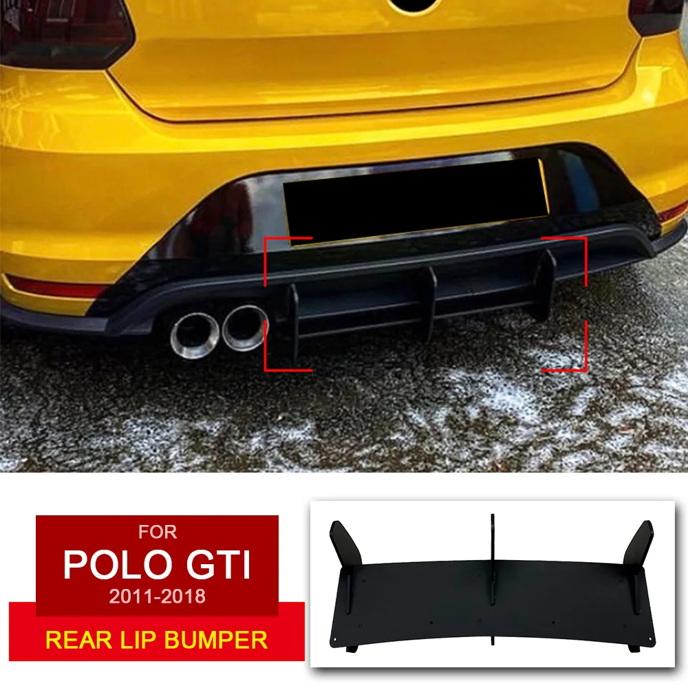 

For Volkswagen Polo MK5 GTI 6R 6C Rear Bumper Lip Diffuser Car Accessories Back Bumper Spoiler ABS Decoration Styling 2010-2018