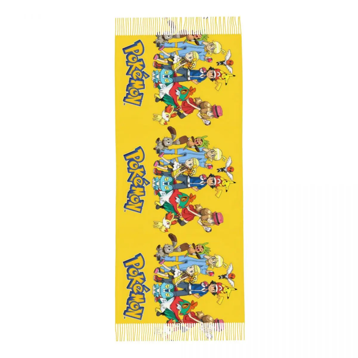 Женская зимняя теплая кашемировая шаль с принтом покемона Пикачу