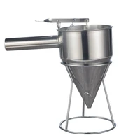 new stainless steel piston funnel pancake batter dispenser with stand support for sauce cream dosing funnel kitchen tools