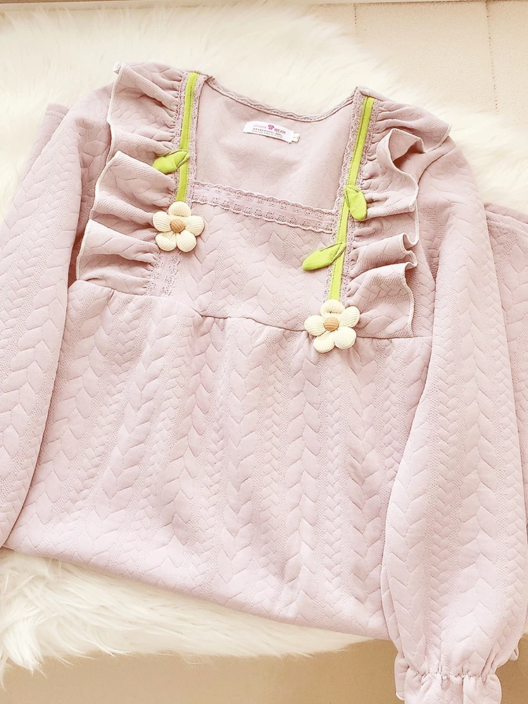 Sandwich Air Cotton Pullover Nightdress Pajamas Autumn and Winter Women 2024 New Thickened Warm Princess Sle Drawstring Top...