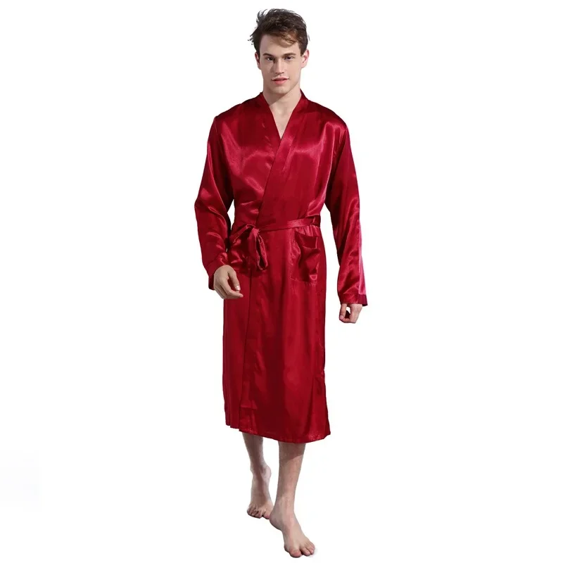

Groom Robe Emulation Silk Soft Home Bathrobe Nightgown For Men Date Personalized for Wedding Party