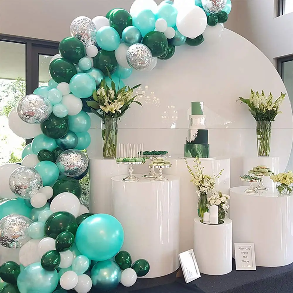

117pcs Tiffany Blue Balloon Garland Arch Kit Retro Dark Green White Gold Latex Ballon Bridal Shower Wedding Birthday Party Decor