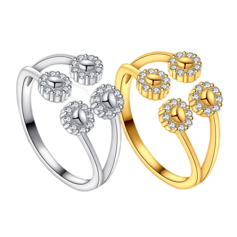 

Женское кольцо из серебра 925 пробы, с цветочным принтом