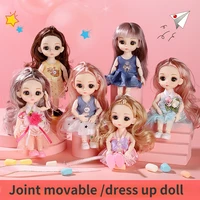 1pcs 17cm doll toy with replaceable clothing joints movable doll cute simulation princess suit girl childrens toy loli dolls