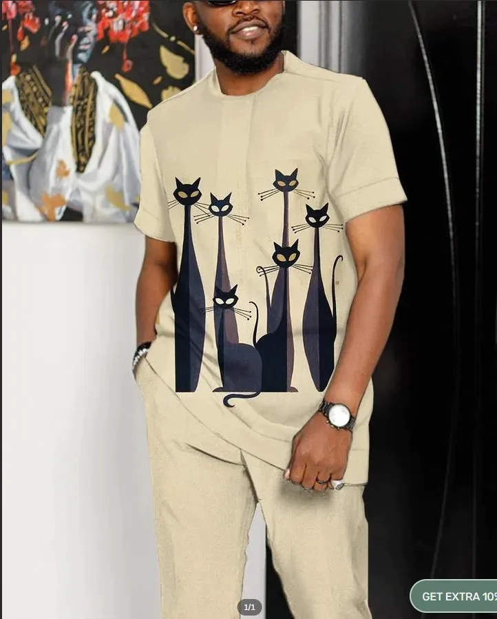 Pants Suit Fashion Summer Men's O-Neck T-Shirt 2-Piece Set Casual Street Short Sleeve Jogging Clothes Oversized Tracksuit Outfit