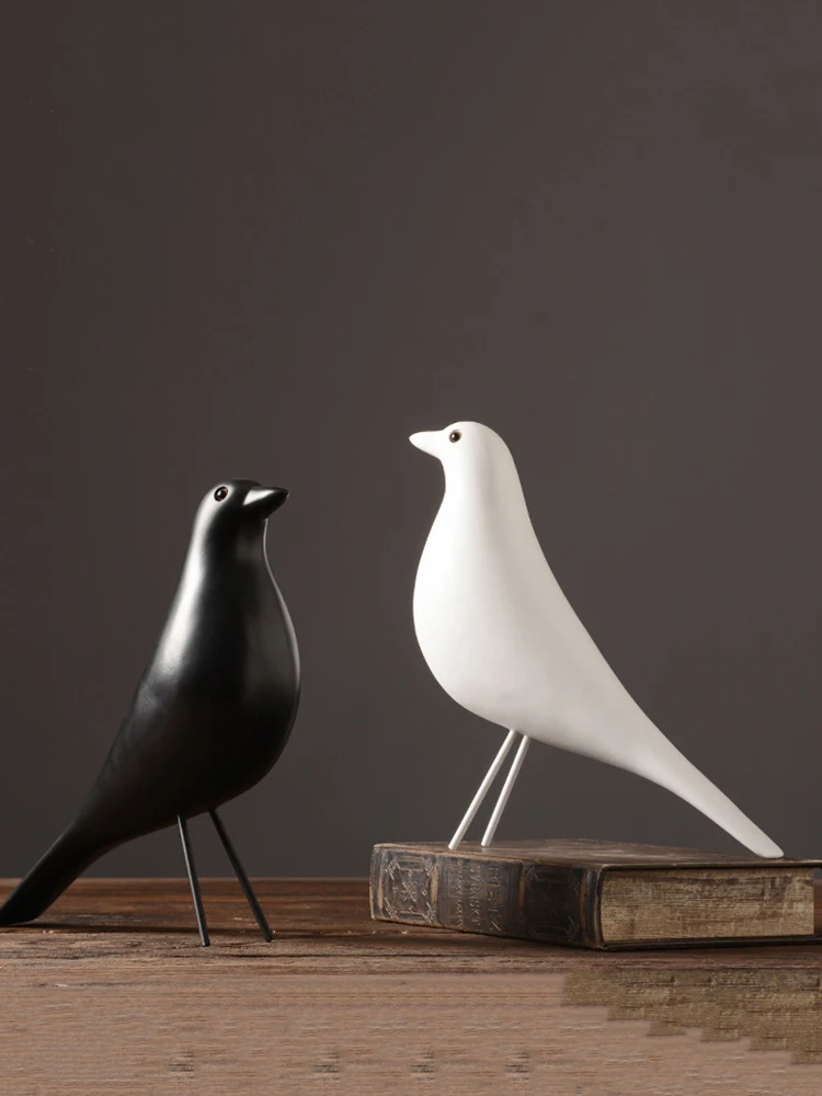 

Wooden Bird Decoration Ornaments Bird Pigeon Figurine Office Living Room Home Decor Artificial Statue Decorative Xmas Gifts