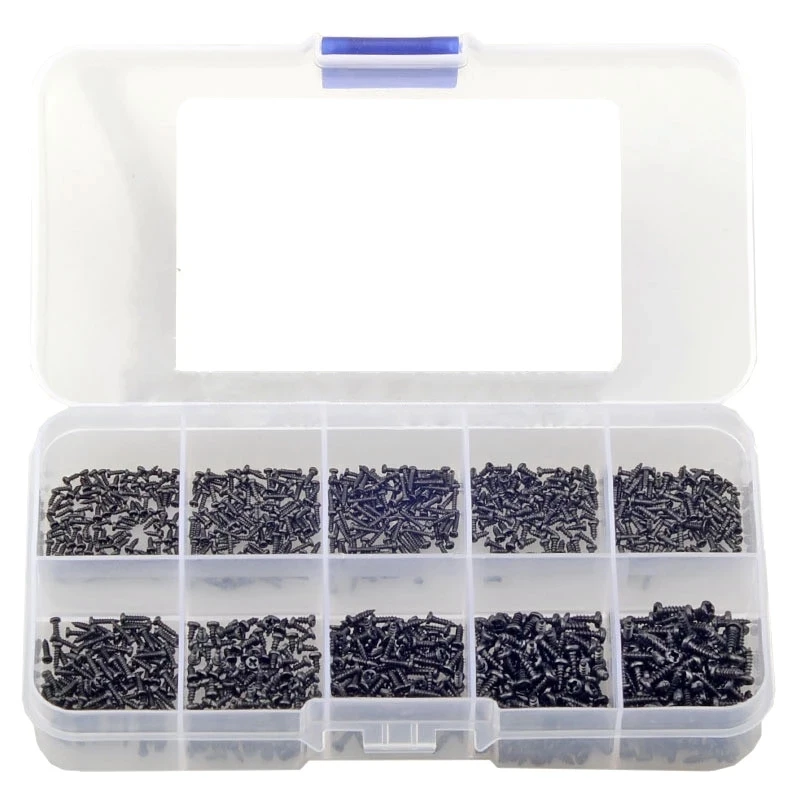 1000PCS M1 M1.2 M1.4 M1.7 Phillips Round Head Self Tapping Small Screw Micro Screws Electronic Black Bolts Wood Kit - купить по