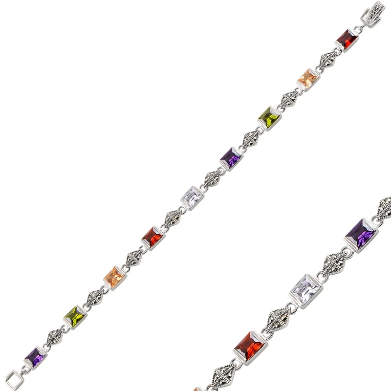 

Серебряный 925 пробы Marcasite и браслет с кристаллами циркония