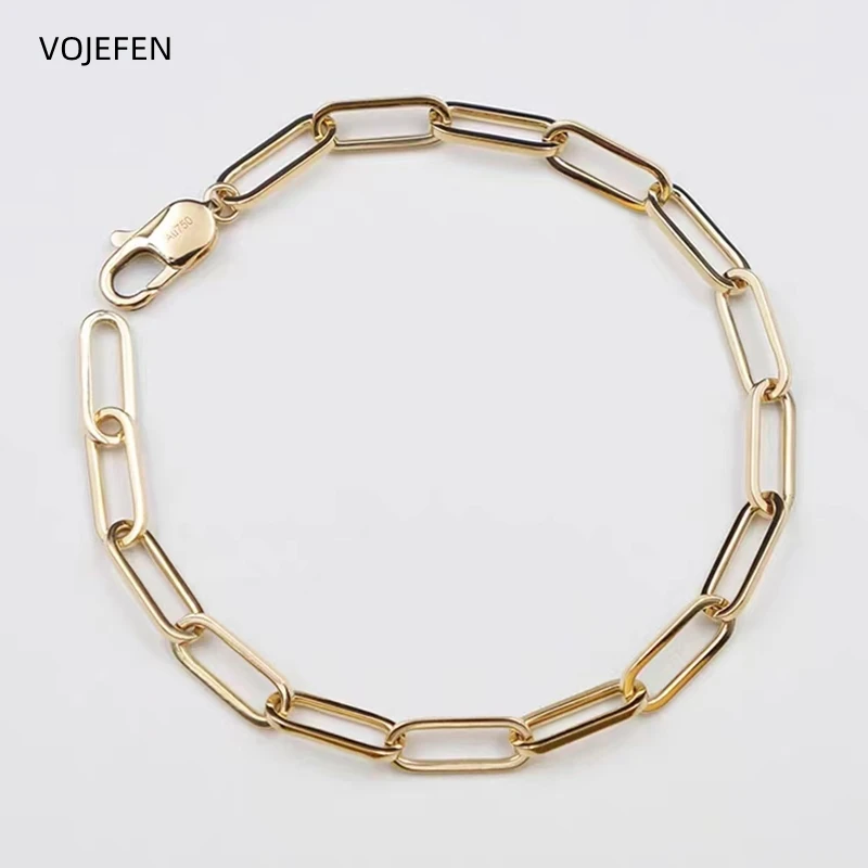 

VOJEFEN 18K Gold Chains Bracelet Jewellery AU750 Dainty Big Chains Trendy Jewelry for /Women/Men Luxury Jewel Personalized Gift