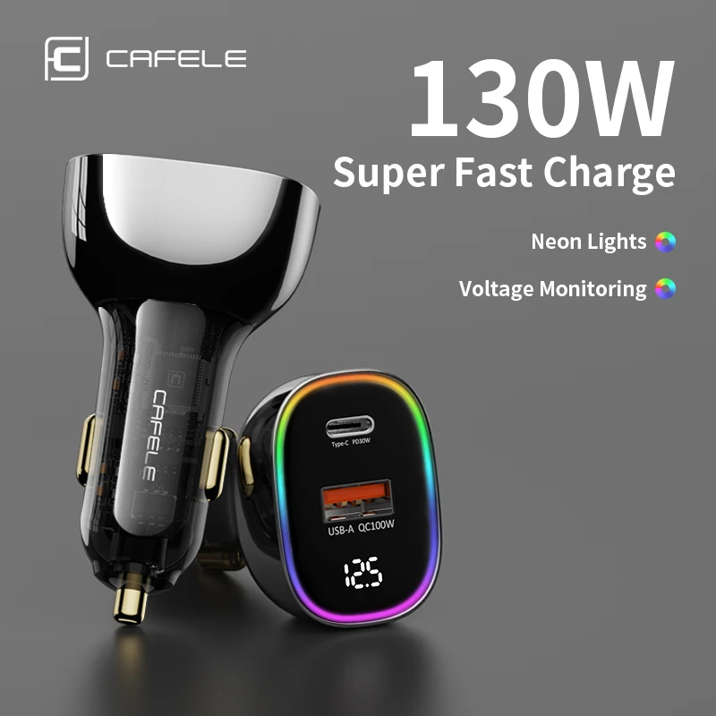 

CAFELE 100W Car USB Charger Fast Charging PD 30W USB C Phone Charger For iPhone 14 Pro Max 12 11 Xiaomi 13 High Speed Charger