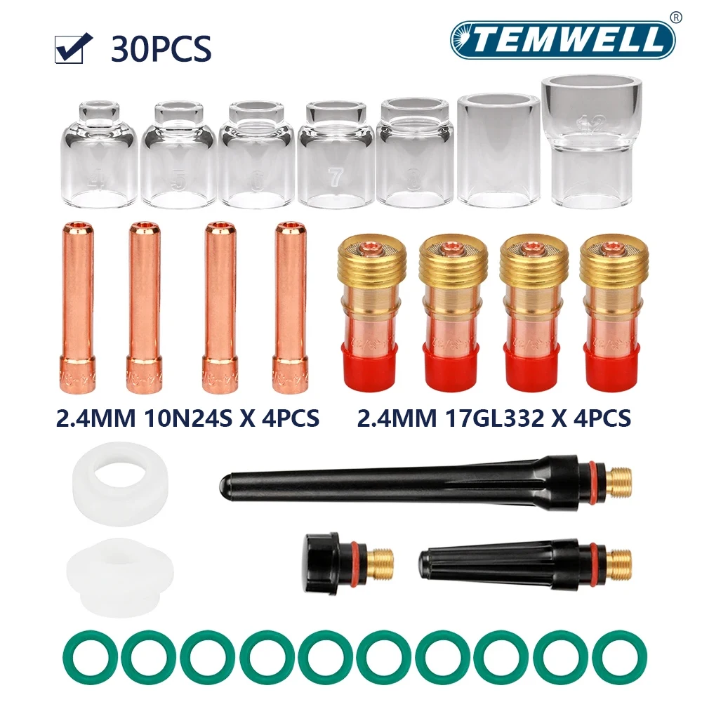 Комплект запчастей для сварочной горелки TIG TEMWELL 30 шт.