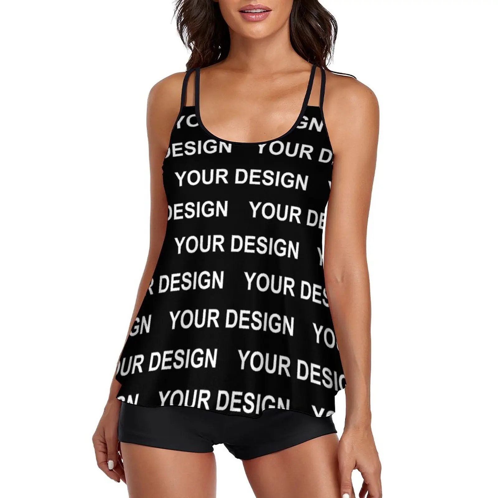 

Add Design Customized Swimsuit Custom Made Your Image Tankini Swimwear 2 Piece Print Bathing Suit Sexy Pool Sweet Beach Outfits