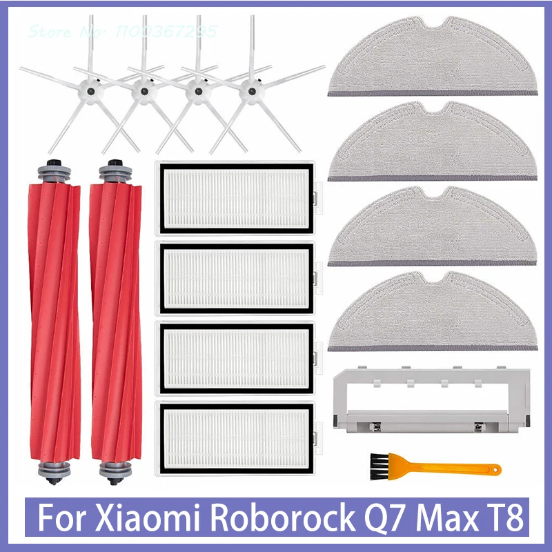 Запчасти для робота-пылесоса Xiaomi Roborock Q7 Max T8, основная и боковая щетки, фильтр НЕРА, тряпичная крышка, сменные детали
