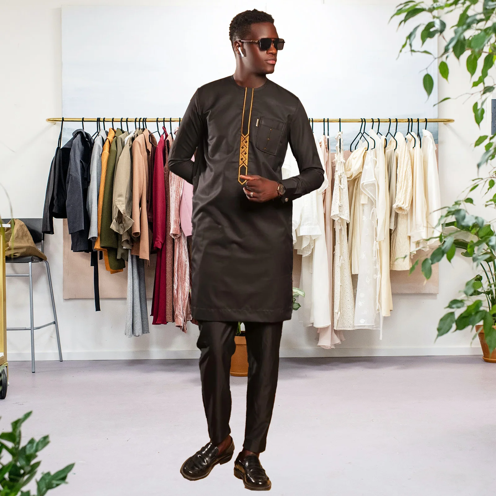 Африканская одежда для мужчин дизайн вышивки топ с длинным рукавом