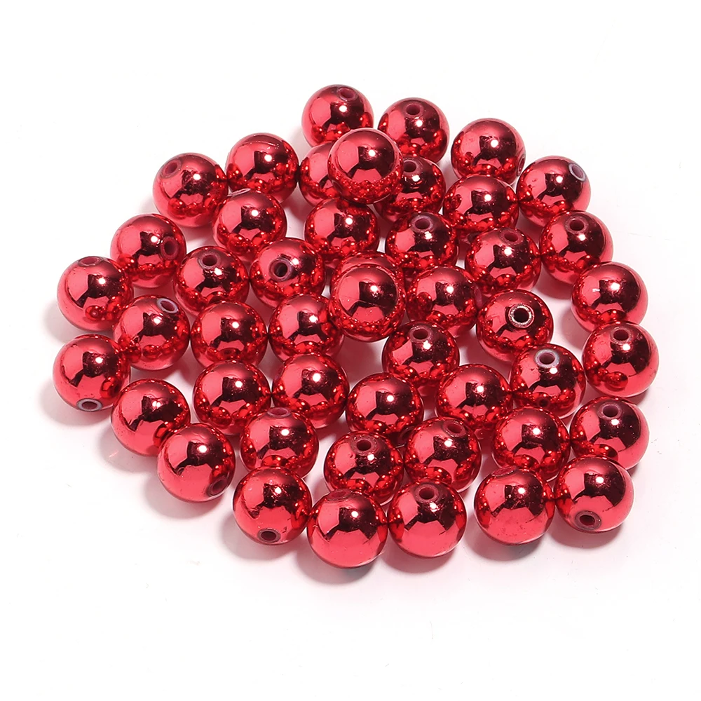 50-200 шт./лот рождественская серия акриловые бусины круглые красные зеленые