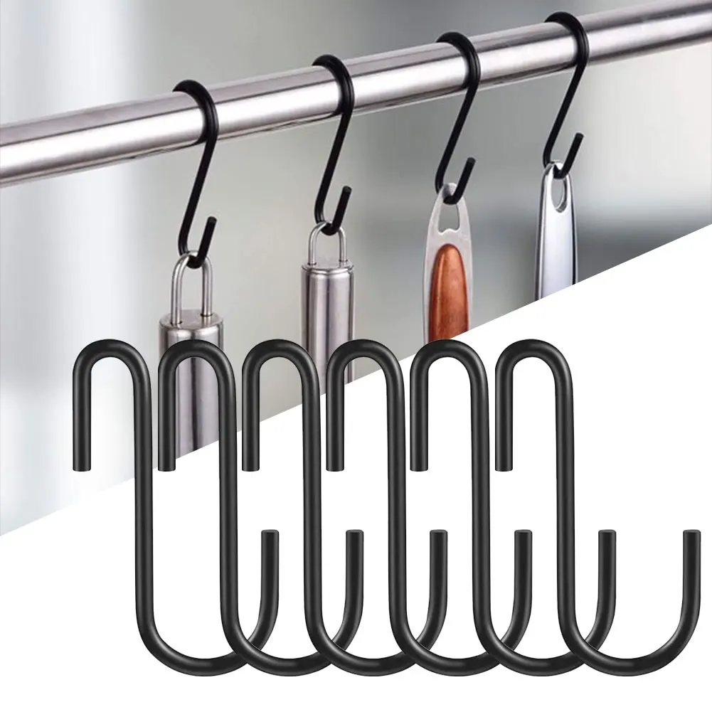 

6pcs Stainless Steel Hanging Hanger Bedroom Heavy Duty Pot Holder S Hook Balcony Storage Holder