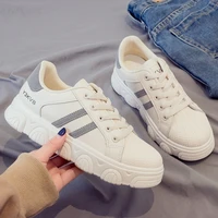 2022 new women sneakers pu lace up shoes casual flats sneakers womens fashion white comfortable casual running vulcanize shoes