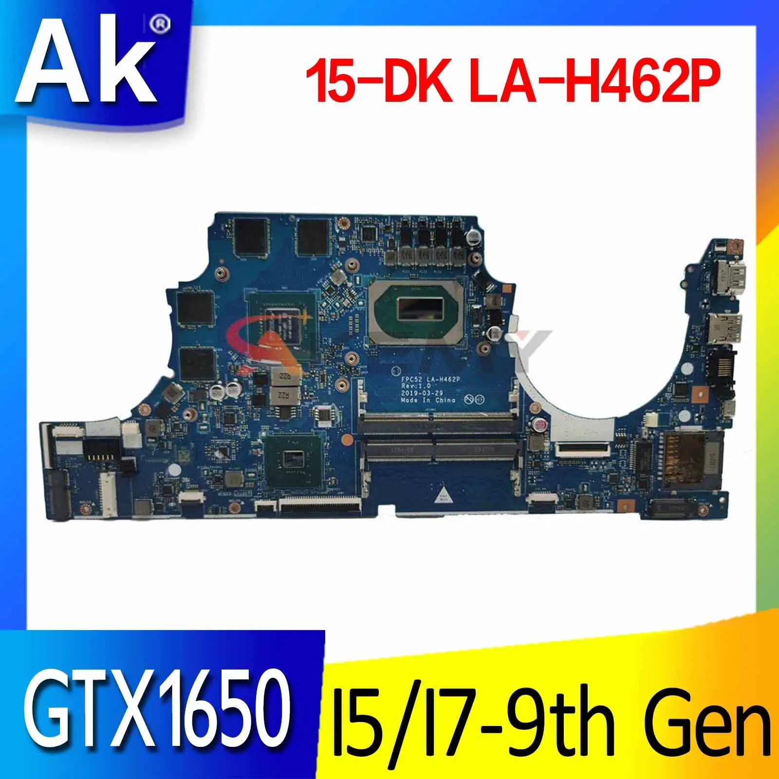 

LA-H462P Motherboard For HP Pavilion 15-DK 15T-DK Laptop Motherboard Mainboard With I5-9300H i7-9750H CPU GTX1650 4GB GPU
