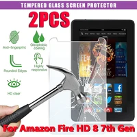 2pcs tempered glass for amazon fire fire hd 8 7th 2017 screen protective 9h 0 3mm full cover tablet bubble free protective film