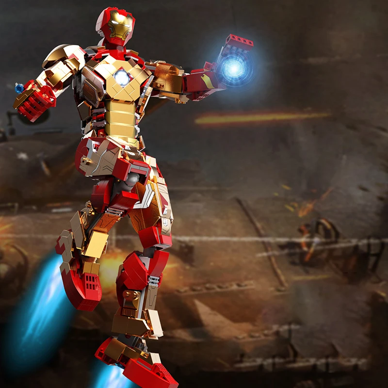 

Фигурки из фильма Marvel «мстители», Железный человек MK42, Mecha Action Fiugre, супергерои, строительные блоки, набор пластиковых деталей, модель, игрушки для детей