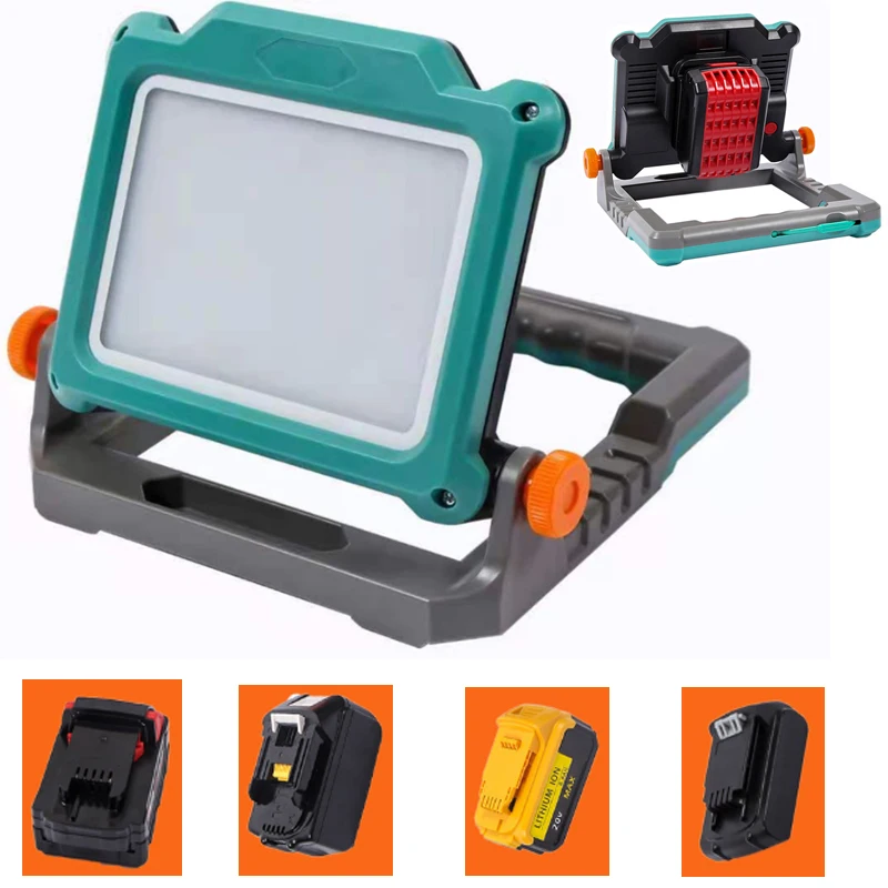 Беспроводной светодиодный рабочий светильник для Makita, DeWalt, Milwaukee, Bosch, 18 в, 20 в, литий-ионные аккумуляторы, походный прожектор, складной аварийный светильник