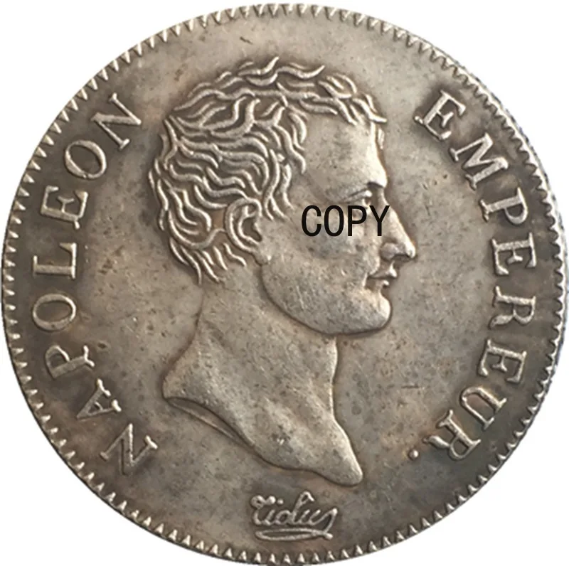 

French Napoleon I coin pure copper silver plated antique handicraft collection replica coin