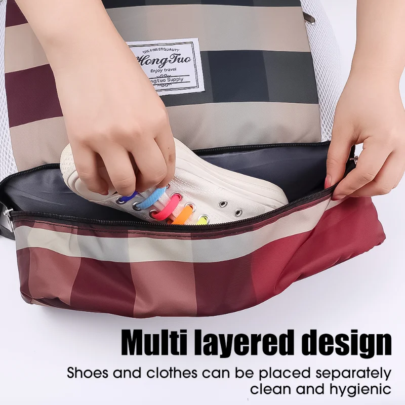 Drawstring Outdoor Gym Backpack Multiple Pockets Fitness Backpack Waterproof Fitness Travel Sport Bag Adjustable Shoulder Strap