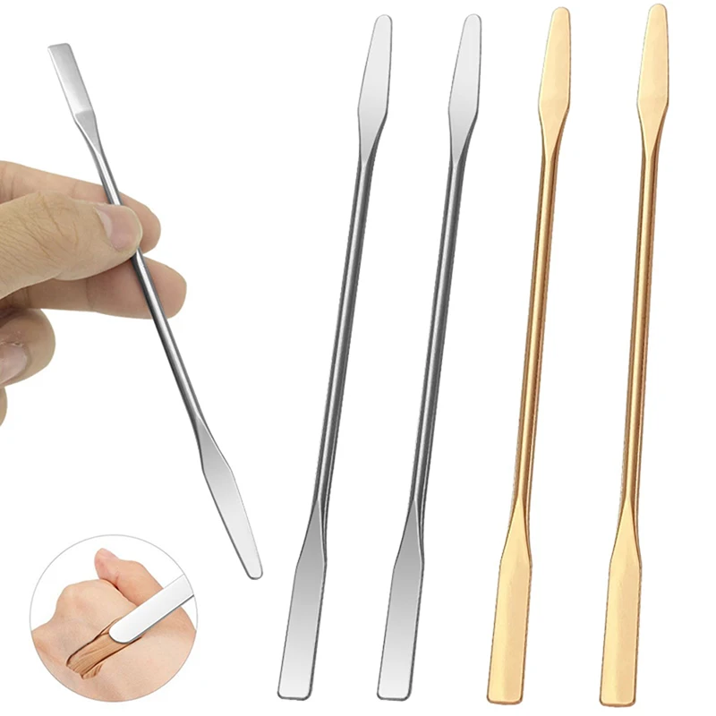 In Stock Stainless Steel Double Head Makeup Foundation Stirring Blender Stick Mask Spatula Cream Mixing Cosmetic Tools
