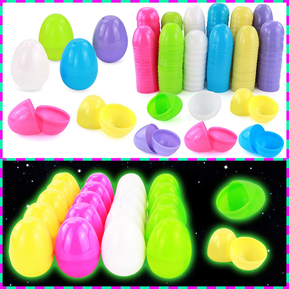 

1/100PCS Luminous Empty Easter Eggs Colorful Fake Eggs For Easter DIY Wreath Decoration Kids Gifts Easter Party Decor Supplies