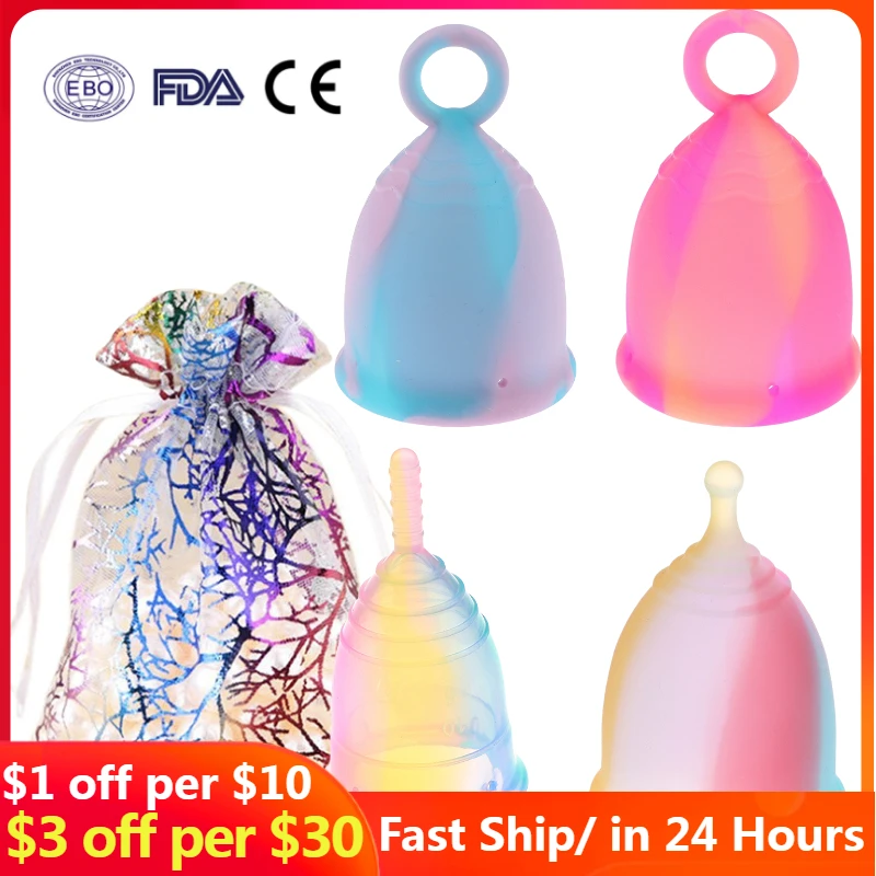 

Colorful Menstrual Cup Medical Grade Silicone Feminine Hygiene Menstrual Lady Women Period Cup Silicone Reusable Menstrual Cup