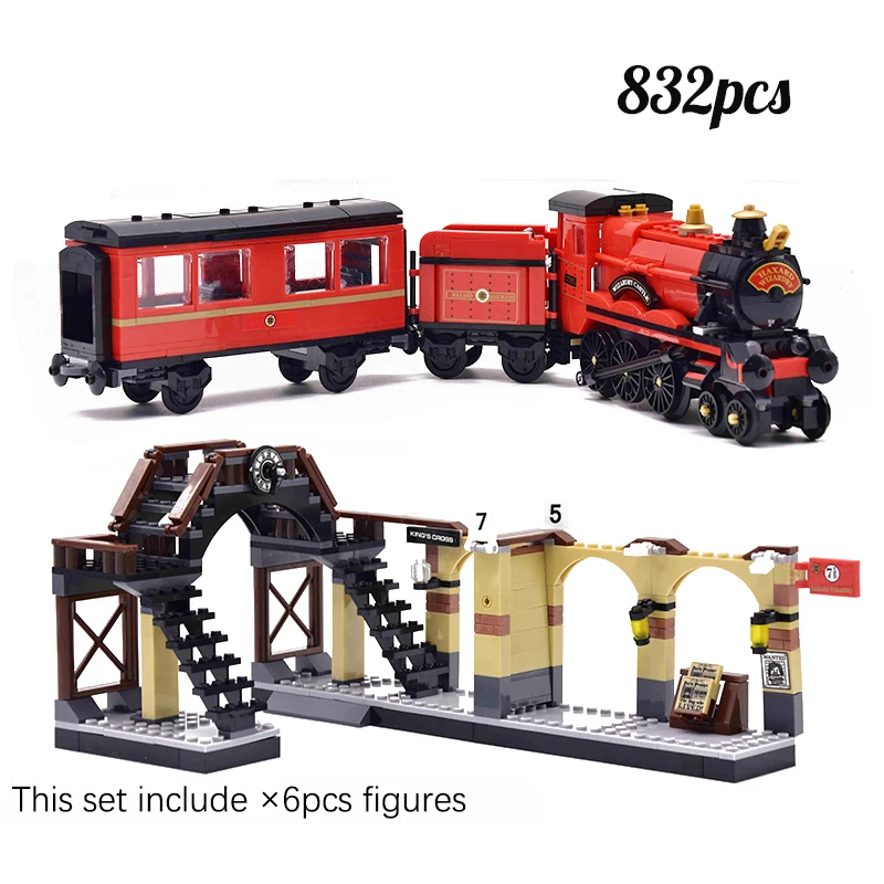 

MOC 832PCS Movie Magic World City Train Platform Flyover Steam Creative Building Blocks Assembly Bricks Toys Kid Gifts 75955