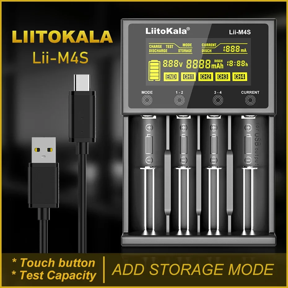 Многофункциональное зарядное устройство LiitoKala Lii-M4S для 3 7 В 1 2 18650 26650 21700 14500 18350 AA C