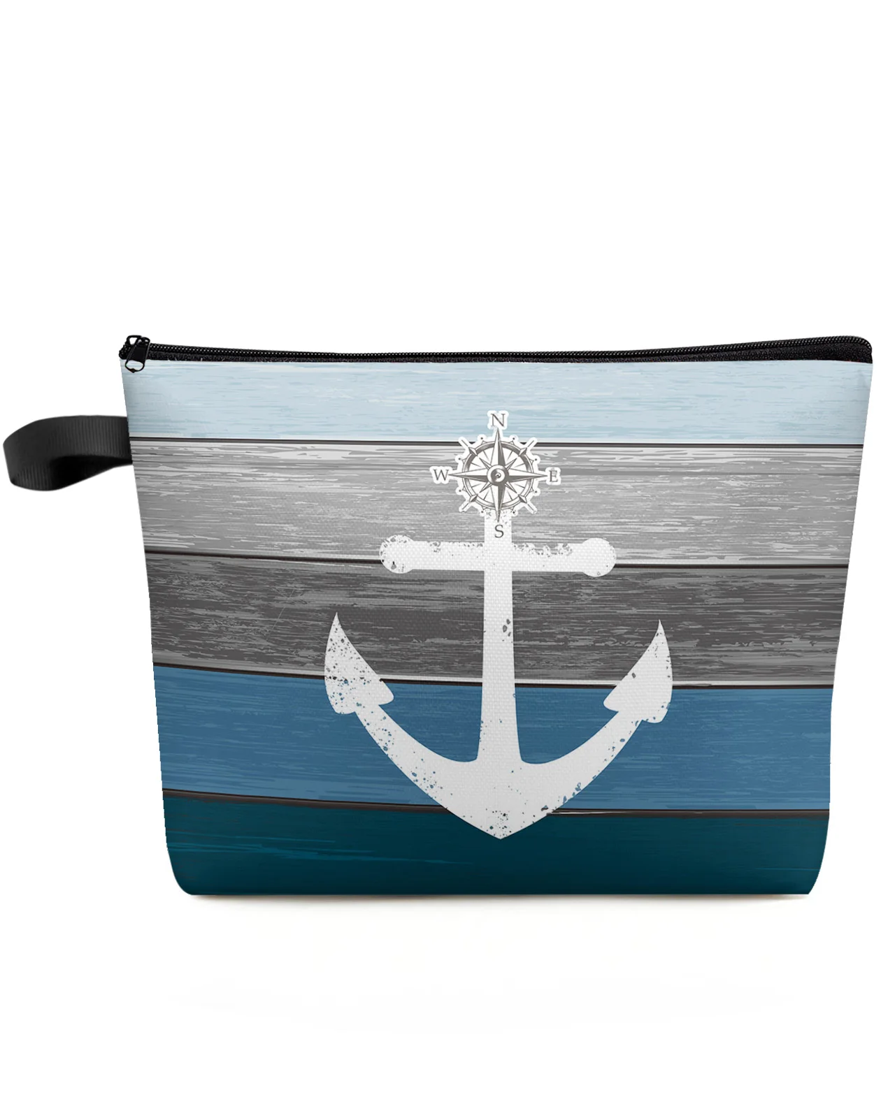

Vintage Farm Barn Wood Grain Anchor Blue Makeup Bag Pouch Travel Essentials Women Cosmetic Bags Organizer Storage Pencil Case