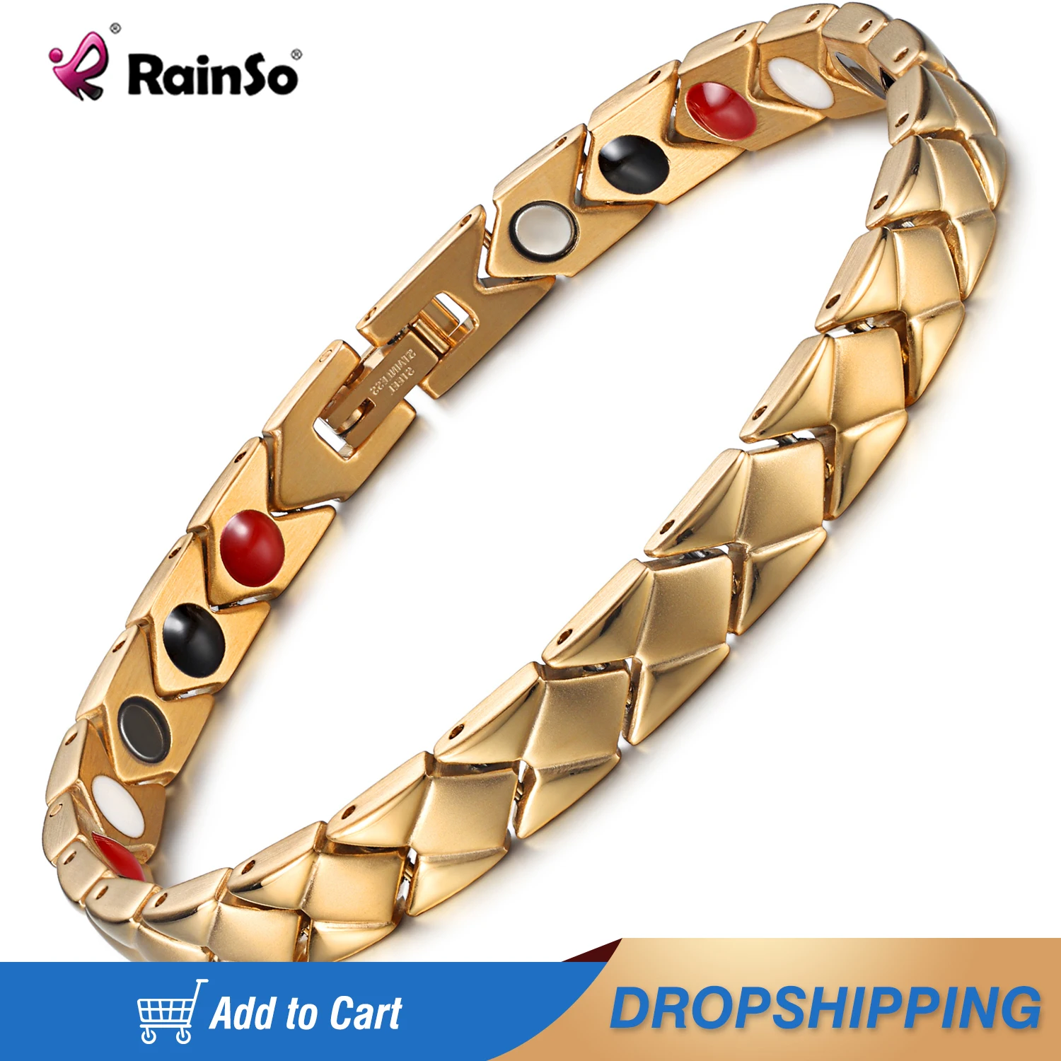 

RainSo Stainless Steel Bracelet For Women 4in1 Healing Magnetic Bracelets Bio Energy Therapy Jewelry Gift Wristand Wear