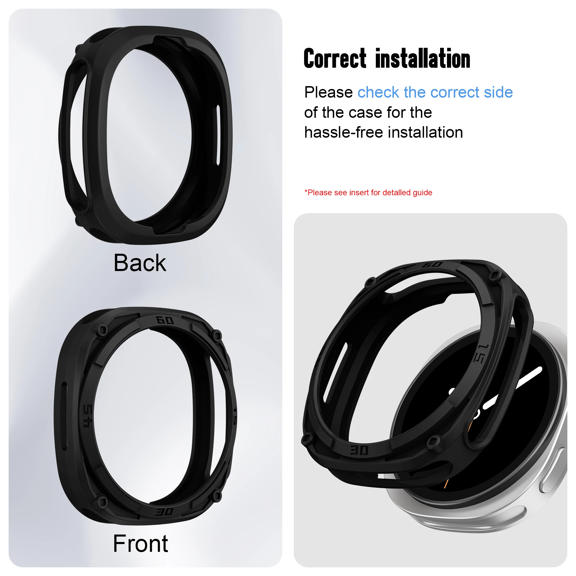 Фото Прочный чехол для Samsung Galaxy Watch 9/8 (44 мм, 40 мм), защитный бампер из твердого поликарбоната, защитная рамка, защитная накладка для Galaxy Watch 9 №2