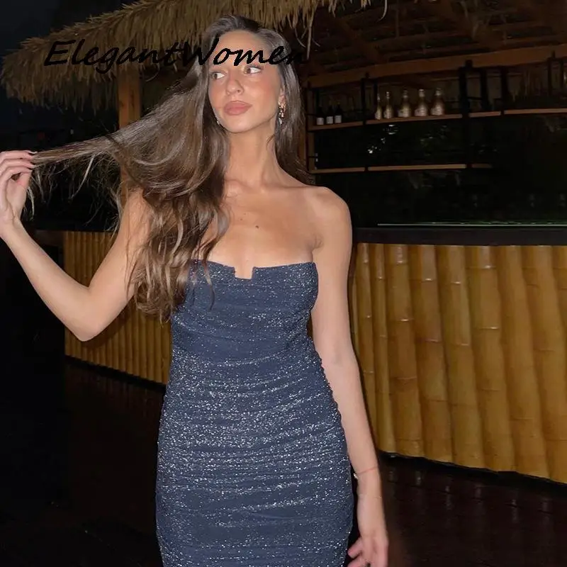 

Женское облегающее платье без бретелек, Элегантное летнее платье миди с открытой спиной и без рукавов, одежда для вечеринок, Клубная одежда,...