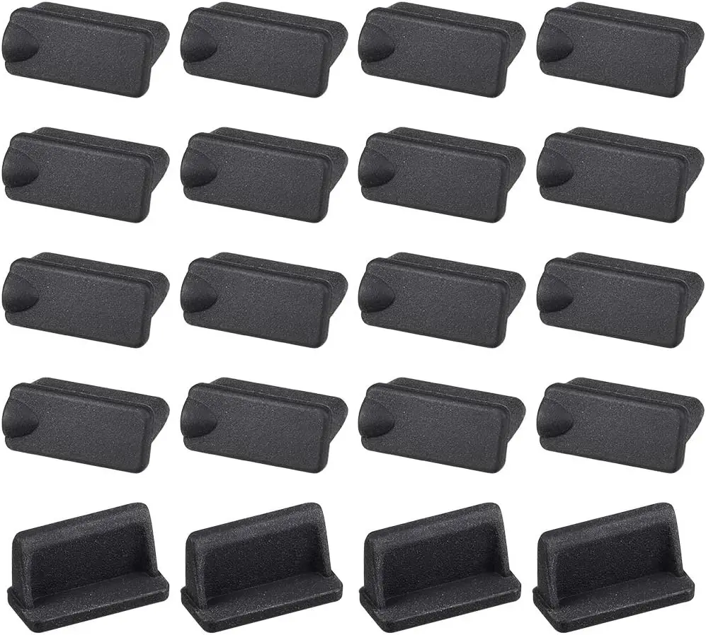 

20pcs USB A2 Silicone Cap Port Cover Anti Dust Protector 12.3mmx3.5mm Black