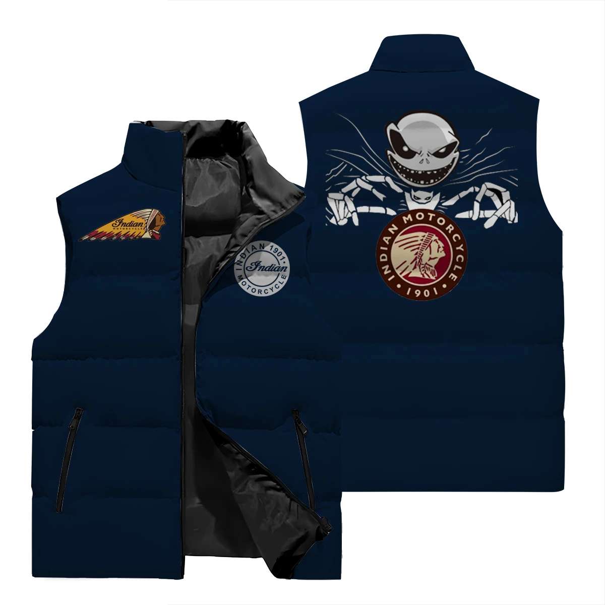 Уличный жилет Y2K Ghost Head с 3D принтом GNDIAN куртка большого размера спортивная рубашка