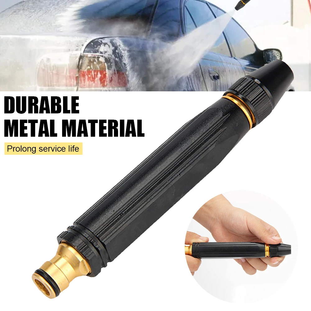 

Upgraded Garden Water Gun Car Wash Straight Nozzle Aluminum Alloy Adjustable Hose Nozzle Multi-purpose Car Cleaning Water Gun