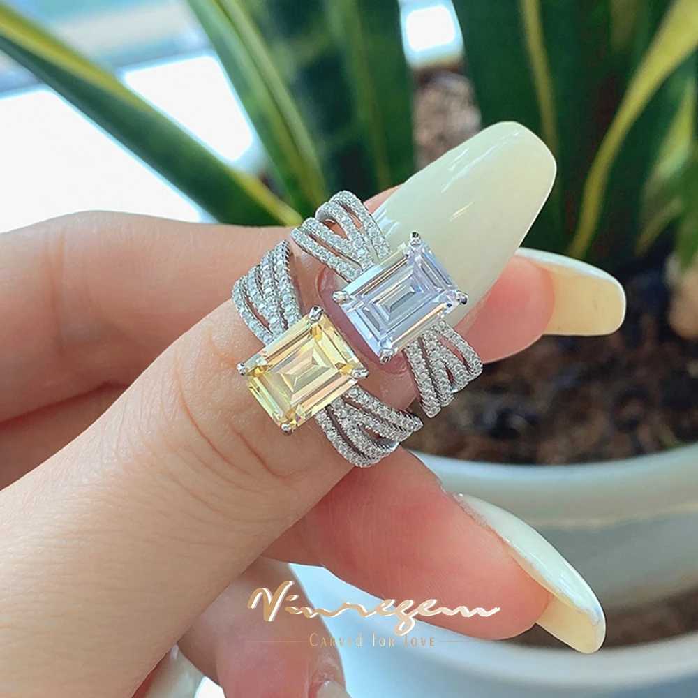 

Vinregem Emerald Cut 9*7MM Lab Created Sapphire Citrine Gemstone 925 Sterling Silver Fine Rings for Women Jewelry Free Shipping