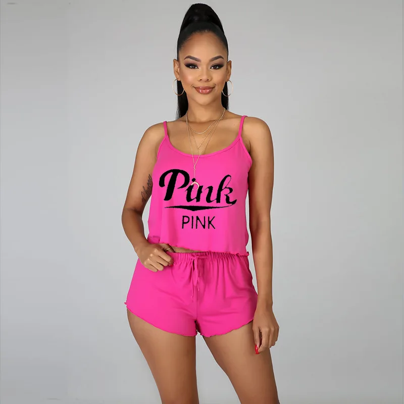 2023 Women's Fashion Casual Strap Shorts Home Two Piece Set Pajamas for Women