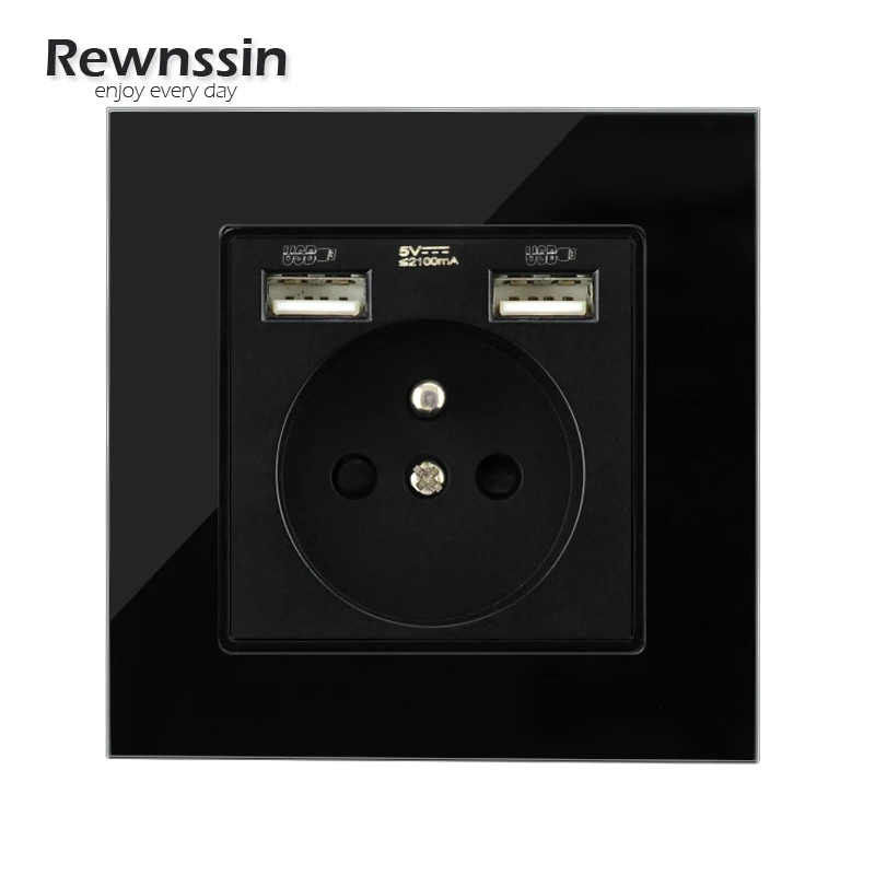 

France Poland Wall Sockets,Android Phone Charge USB PLUG Outlet,LED Power Indicator,110-250V 16A four frames Electrical Outlets