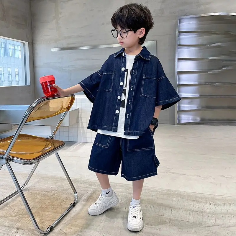 

Джинсовая куртка с коротким рукавом и шорты для мальчиков и девочек, 2 предмета