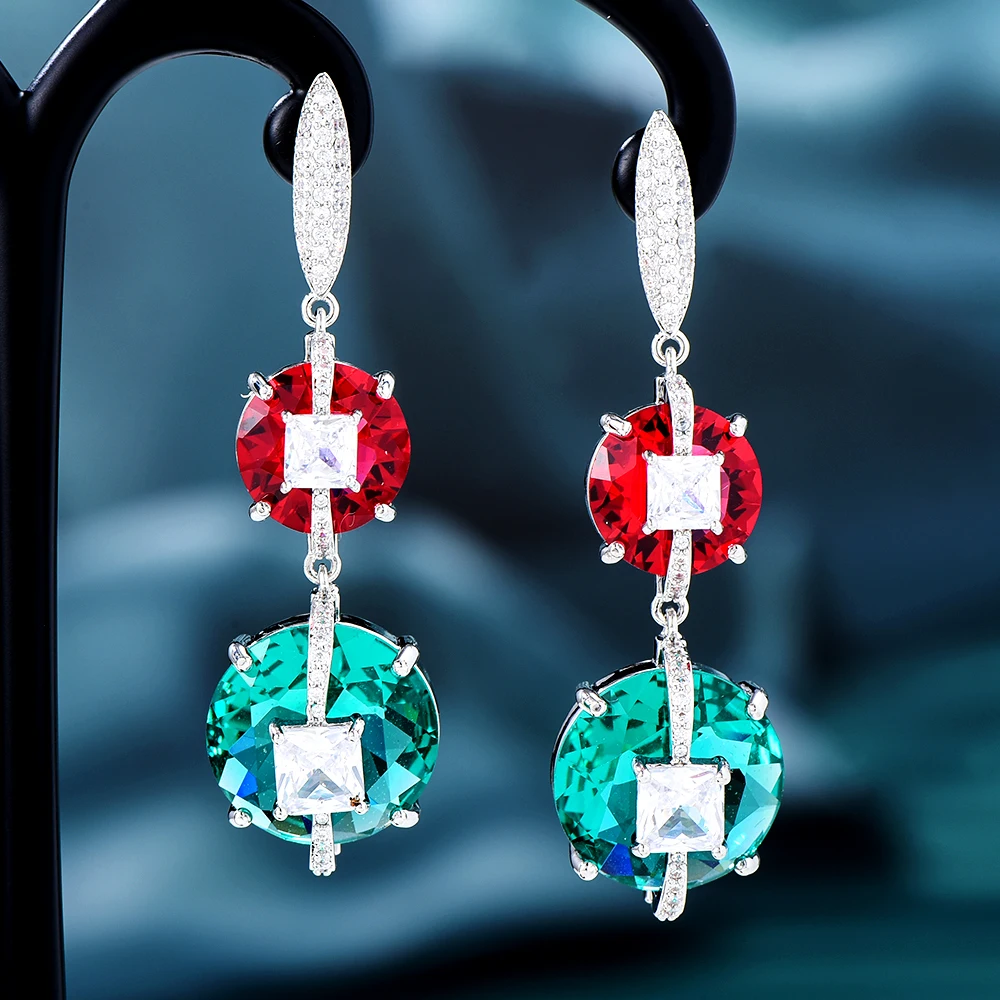 

Новые роскошные великолепные милые серьги Kellybola с красным фианитом для женщин, блестящие серьги для свадебной вечеринки, ювелирные изделия,...