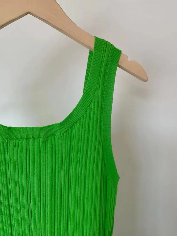 

Women's Tank Top Pit Stripes Square Collar Sleeveless Solid Color Simple Knitted Vest