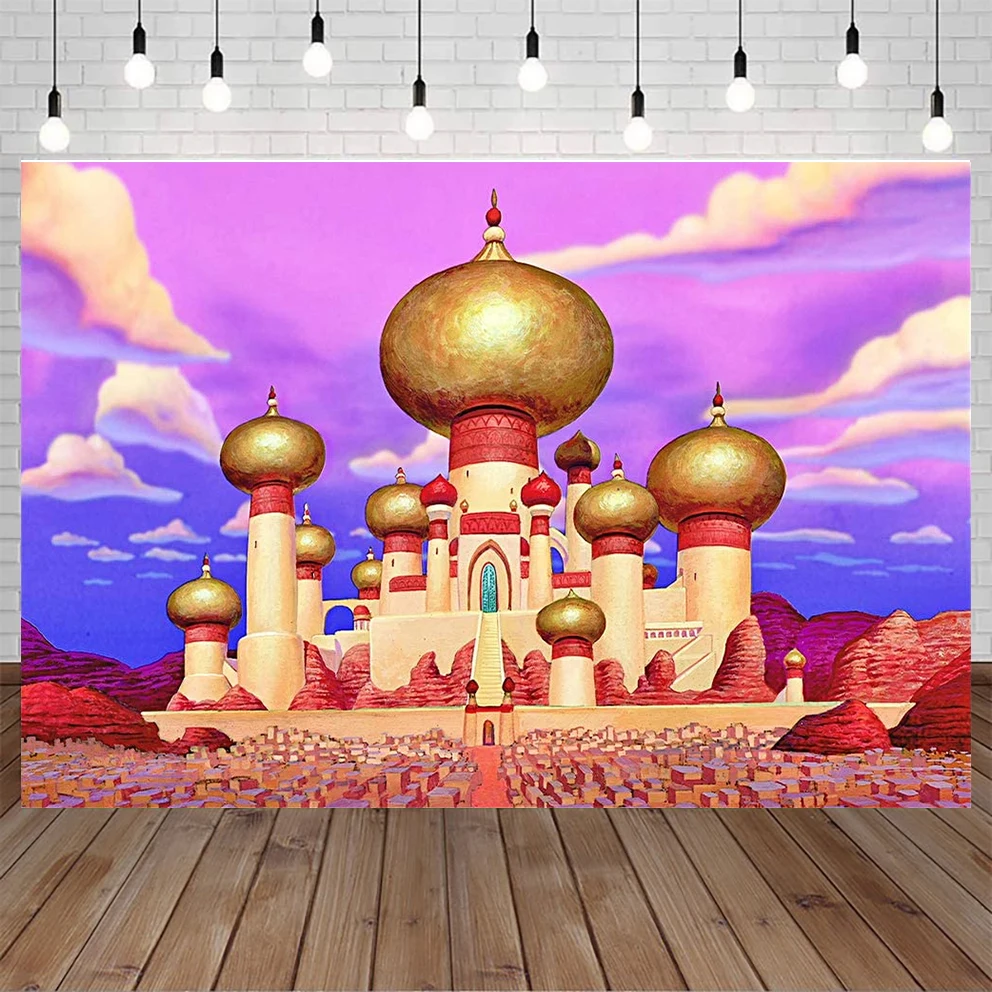 

Photo Background Backdrop Arabian Palace Backgrounds Fairytale Aladdin Castle Backdrops for Birthday Party Photographic